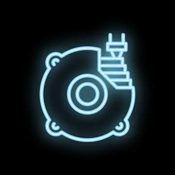 Neon icon of hard disk drive storing data with light effect Stock Illustration