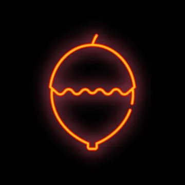 Neon icon of hazelnut glowing on black background Stock Illustration