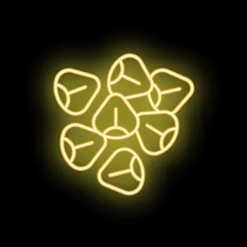 Neon icon of hazelnuts glowing on black background Stock Illustration