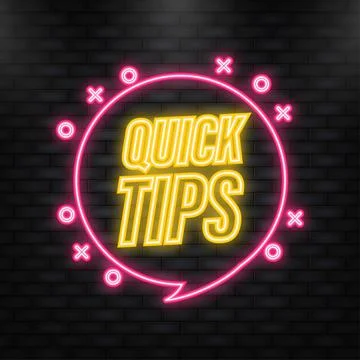 Neon Icon. Helpful Tips Label on white backraund Stock-Illustration