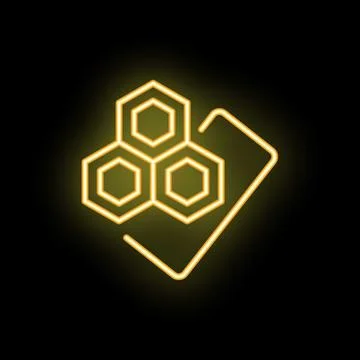 Neon icon of honeycomb on document representing data storage concept Stock Illustration