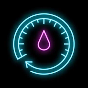 Neon icon of humidity sensor showing low water level Stock Illustration