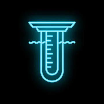 Neon icon of hydrometer measuring density of liquid substance Stock Illustration