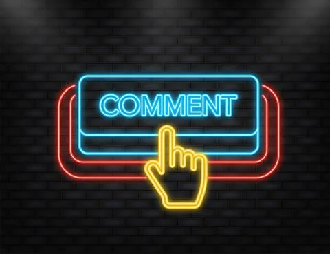 Neon Icon. Icon with blue comment neon button on white background for web Illustrazione stock
