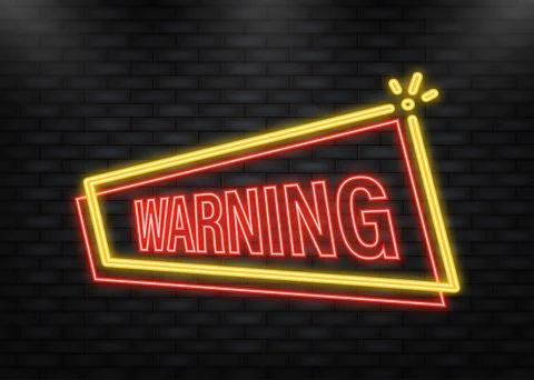 Neon Icon. Icon with red warning stamp. Speech bubble icon symbol. Important Stock Illustration