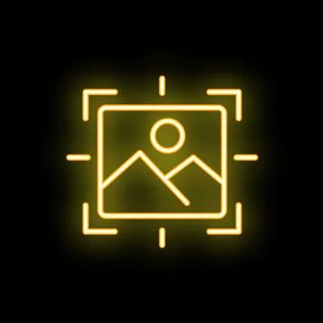 Neon icon of image editing software focusing on landscape photo Stock Illustration