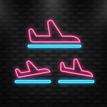 Neon Icon. Information panel on the direction of arrivals and departures at Stock-Illustration