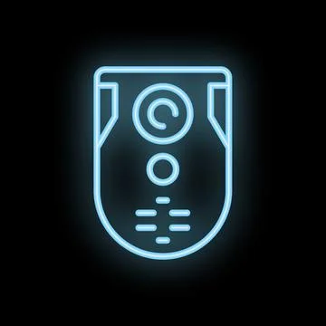 Neon icon of intercom system glowing on black background Stock Illustration