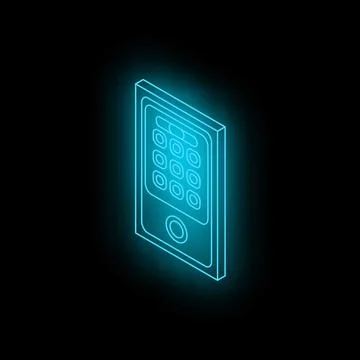 Neon icon of intercom system showing keypad Stock Illustration