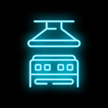 Neon icon of a kitchen stove with range hood illuminating the night Stock Illustration