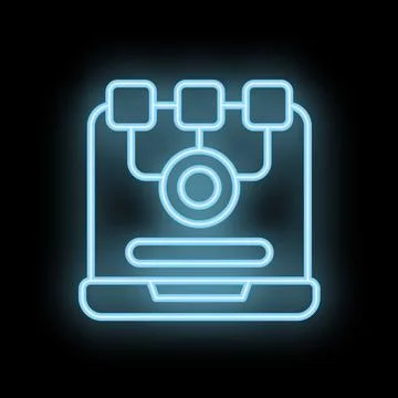 Neon icon of laptop displaying data analysis results 스톡 일러스트