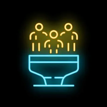Neon icon of lead generation with customers falling into sales funnel Stock Illustration