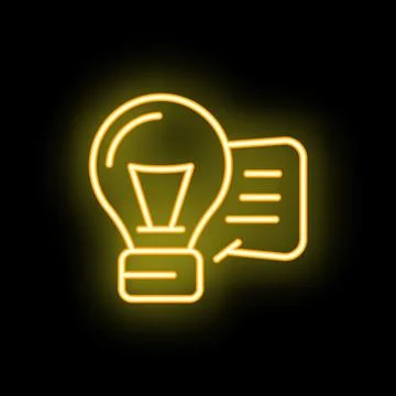 Neon icon of light bulb representing idea generation process Stock Illustration