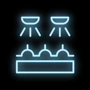 Neon icon of lights shining on stage or runway 스톡 일러스트