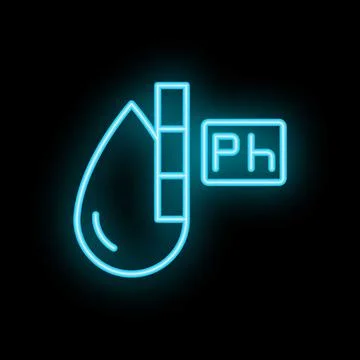 Neon icon of liquid ph test showing alkalinity or acidity Illustrazione stock