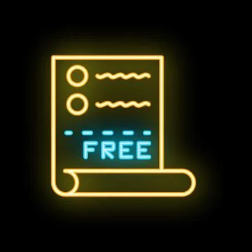 Neon icon of a list with free text for zero price concept Stock Illustration
