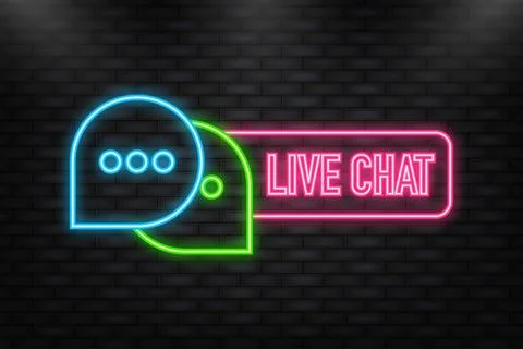 Neon Icon. Live chat in flat style. Online support call center. Customer service 库存插图