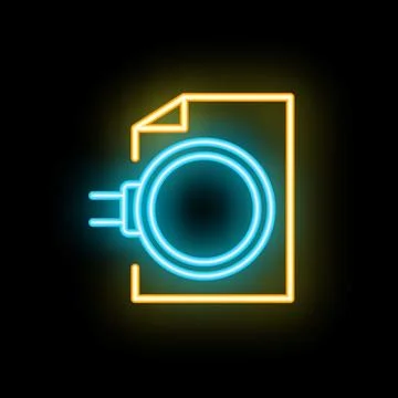 Neon icon of locked document representing data security concept Stock Illustration