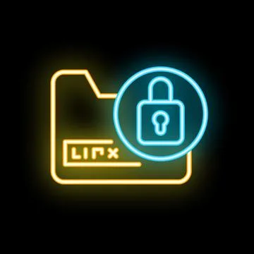 Neon icon of locked file folder representing data security Illustrazione stock