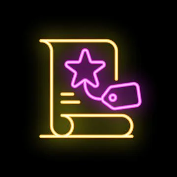 Neon icon of loyalty program with star and price tag 库存插图