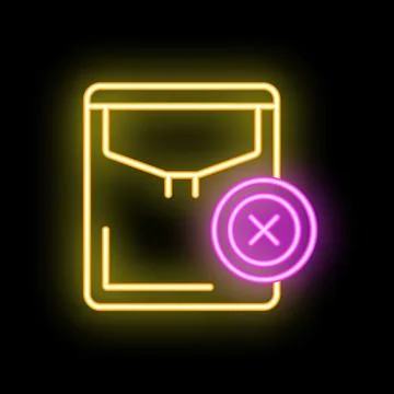 Neon icon of mail envelope with delete sign glowing in the dark Stock Illustration