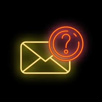 Neon icon of mail envelope with question mark showing new message Stock Illustration