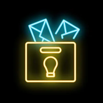 Neon icon of mailbox receiving mail for creative inbox marketing Illustrazione stock