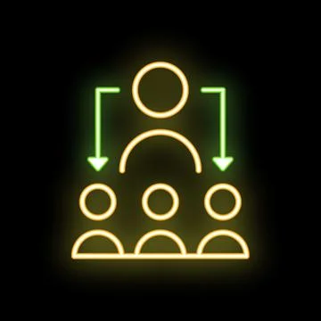 Neon icon of manager delegating tasks to employees Stock Illustration