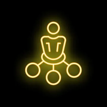 Neon icon of a manager sitting above a flowchart representing his team Ilustração Stock