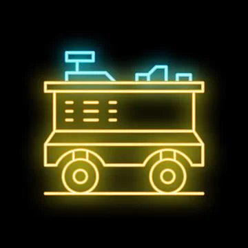 Neon icon of mars rover exploring the galaxy Stock Illustration