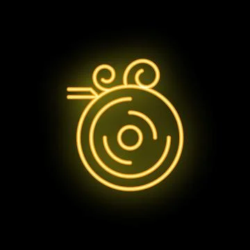 Neon icon of a mechanical clock ticking showing time passing by Stock Illustration