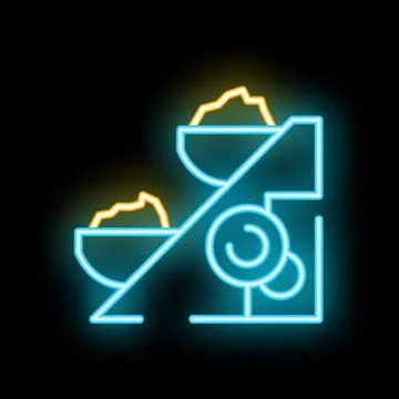 Neon icon of a mechanical scale comparing objects with different weights Illustrazione stock