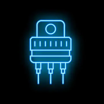 Neon icon of microchip being programmed with code イラスト素材