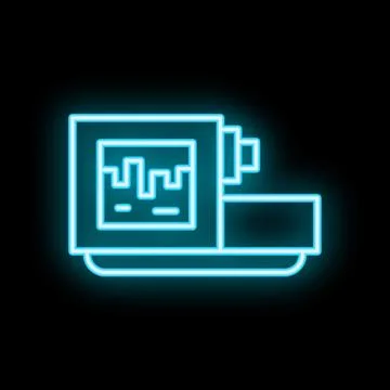 Neon icon of a milling machine displaying data on its screen Stock Illustration