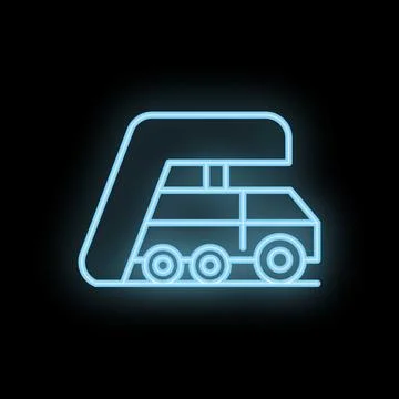 Neon icon of a mining truck working underground in a mine Stock Illustration