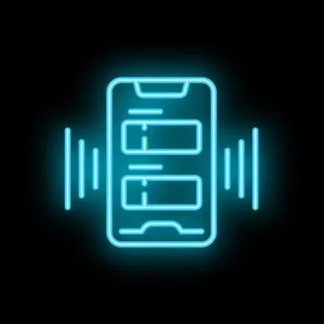 Neon icon of mobile phone playing audio content Stock Illustration