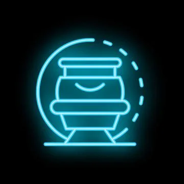 Neon icon of monorail train moving on magnetic track Stock Illustration