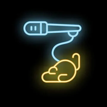 Neon icon of mouse connected to computer mouse highlighting online presence Illustrazione stock