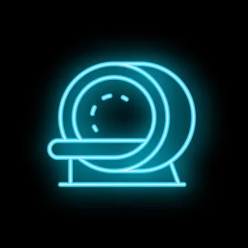 Neon icon of mri scanner machine glowing on black background Stock Illustration