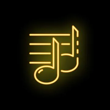 Neon icon of musical notes on black background Stock Illustration