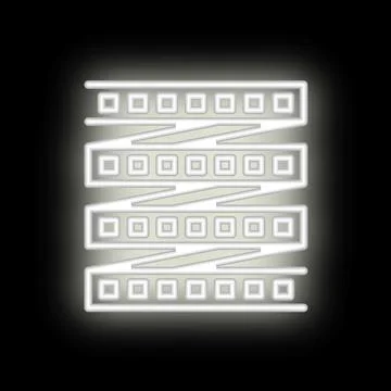 Neon icon of network switch hub with connectors glowing on black background Stock Illustration