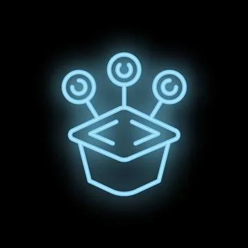 Neon icon of open source software development project management Stock Illustration