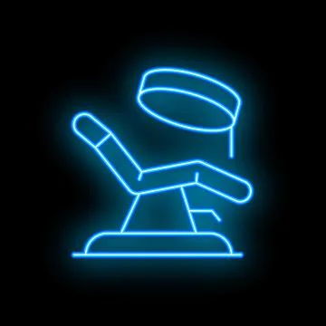 Neon icon of operating table shining on black background Stock Illustration