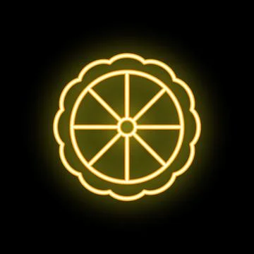 Neon icon of orange fruit glowing on black background Stock Illustration