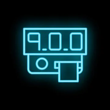 Neon icon of a payment terminal processing a credit card transaction Stockillustratie