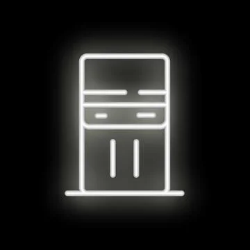Neon icon of pc tower case glowing on black background Stock Illustration