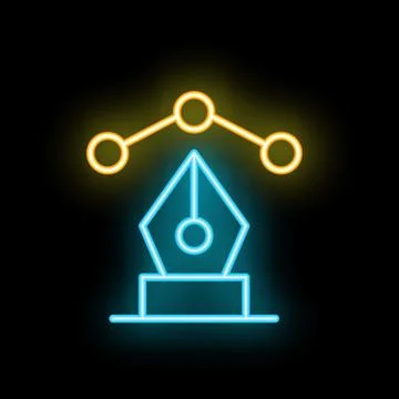 Neon icon of pen tool representing content creation process Illustrazione stock