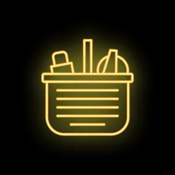 Neon icon of pencil case full of stationery for back to school season Stock Illustration