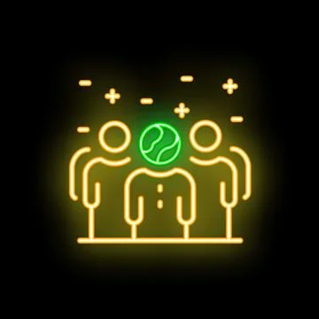 Neon icon of people sharing same global mindset, international team concept Stock Illustration