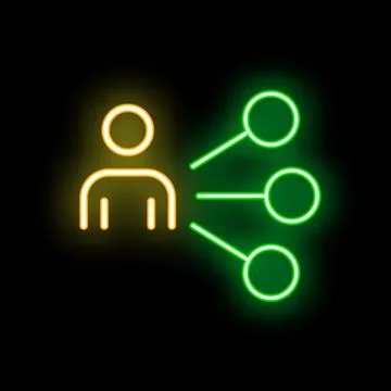 Neon icon of person choosing from multiple options Stock Illustration